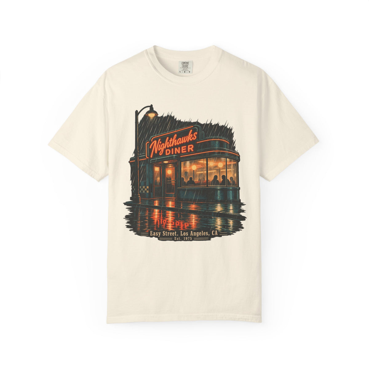Nighthawks Diner T-shirt in Ivory, front view