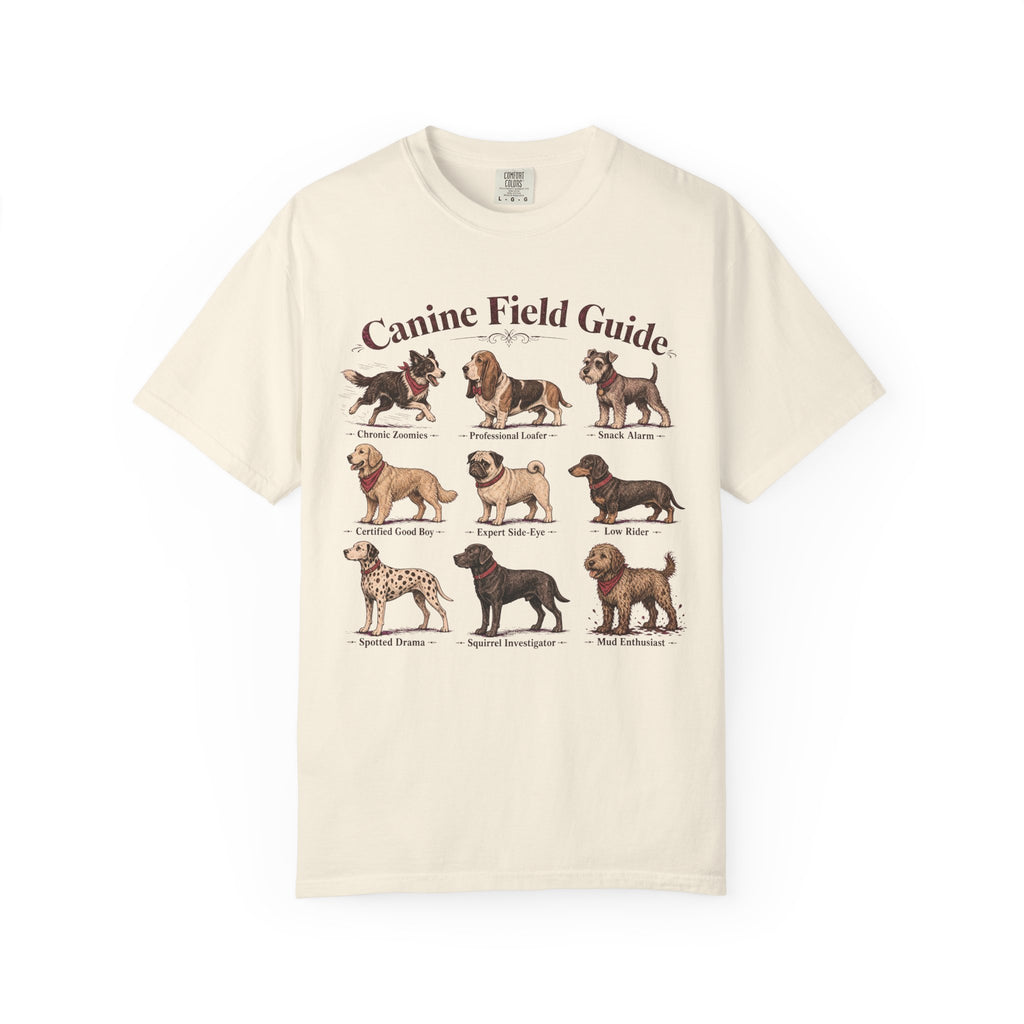 Canine Field Guide T-shirt in Ivory, front view