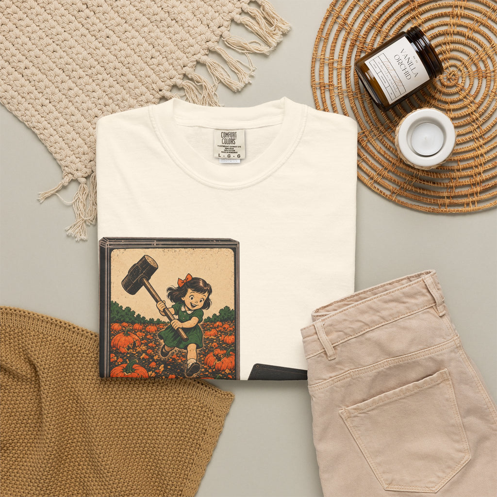 Smashed Pumpkins Cassette T-shirt in Ivory, flat lay view