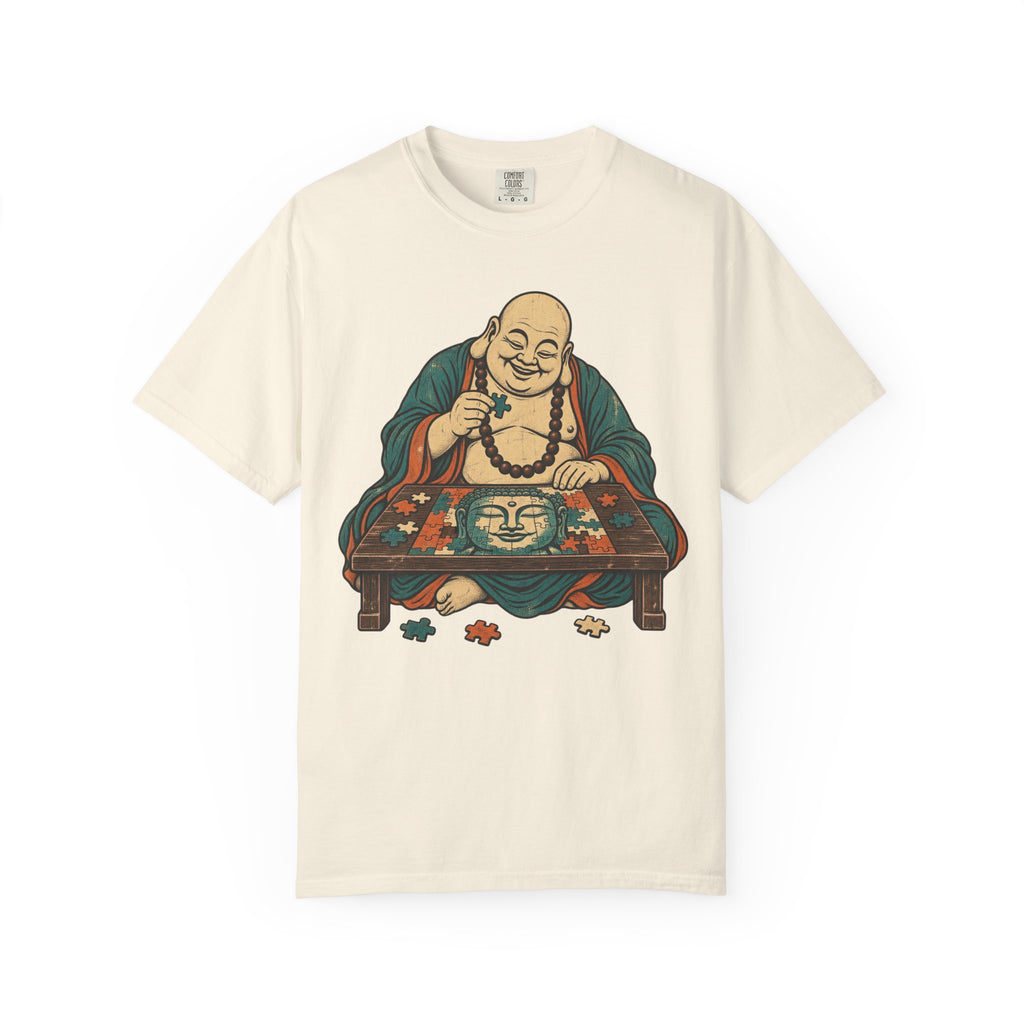 Buddha Jigsaw Puzzle T-shirt in Ivory, front view