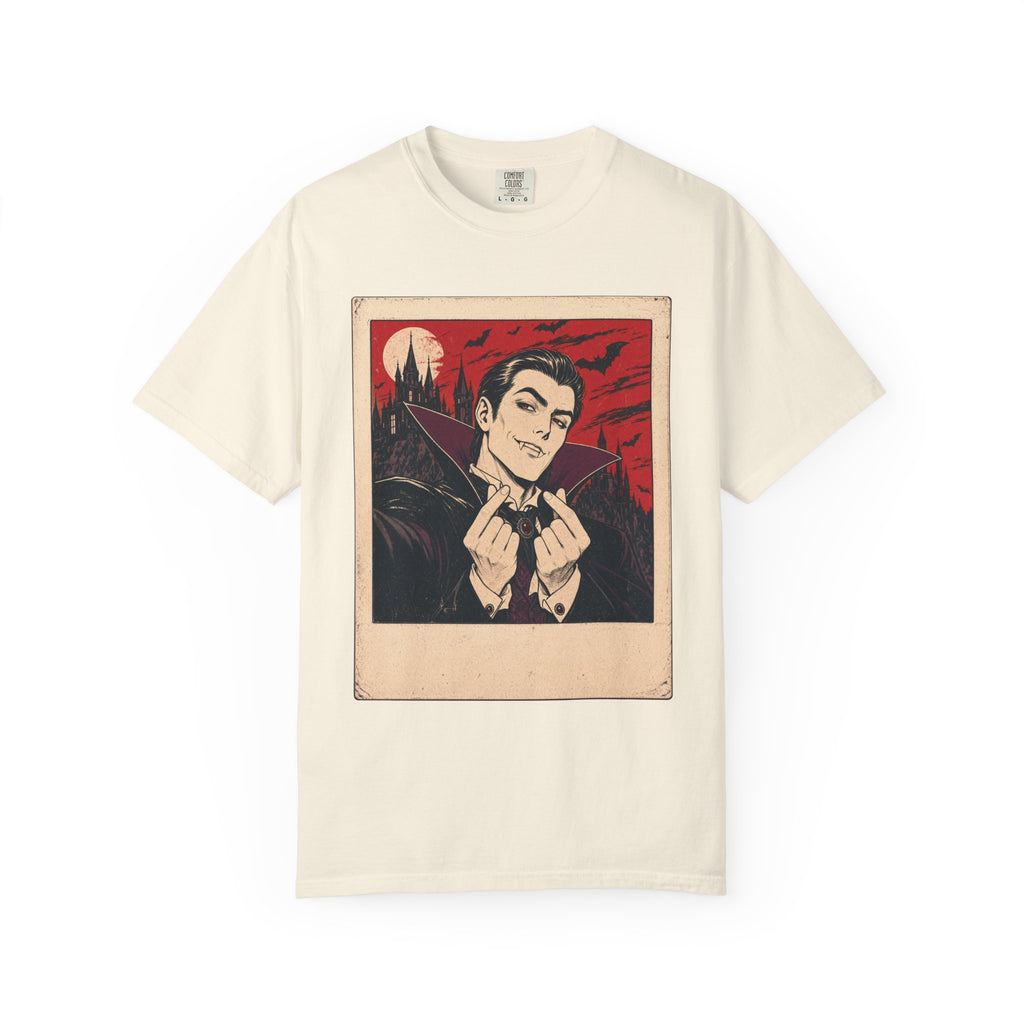Vampire Selfie T-shirt in Ivory, front view