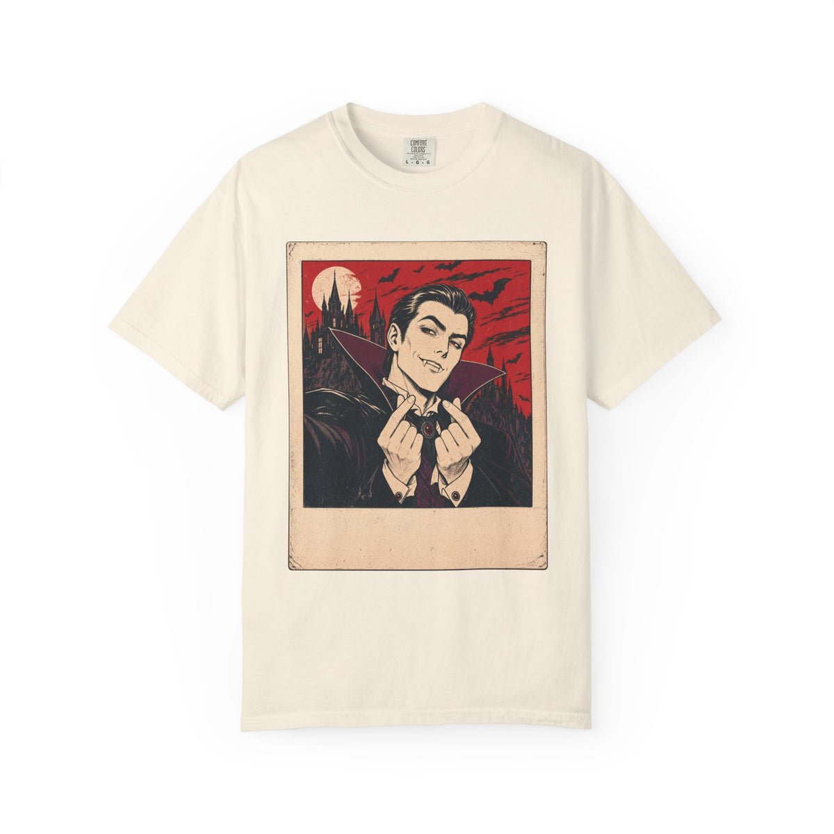Vampire Selfie T-shirt in Ivory, front view