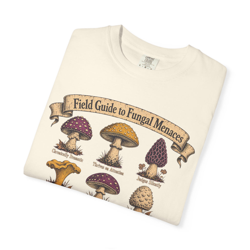 Field Guide to Fungal Menaces T-shirt in Ivory, folded view
