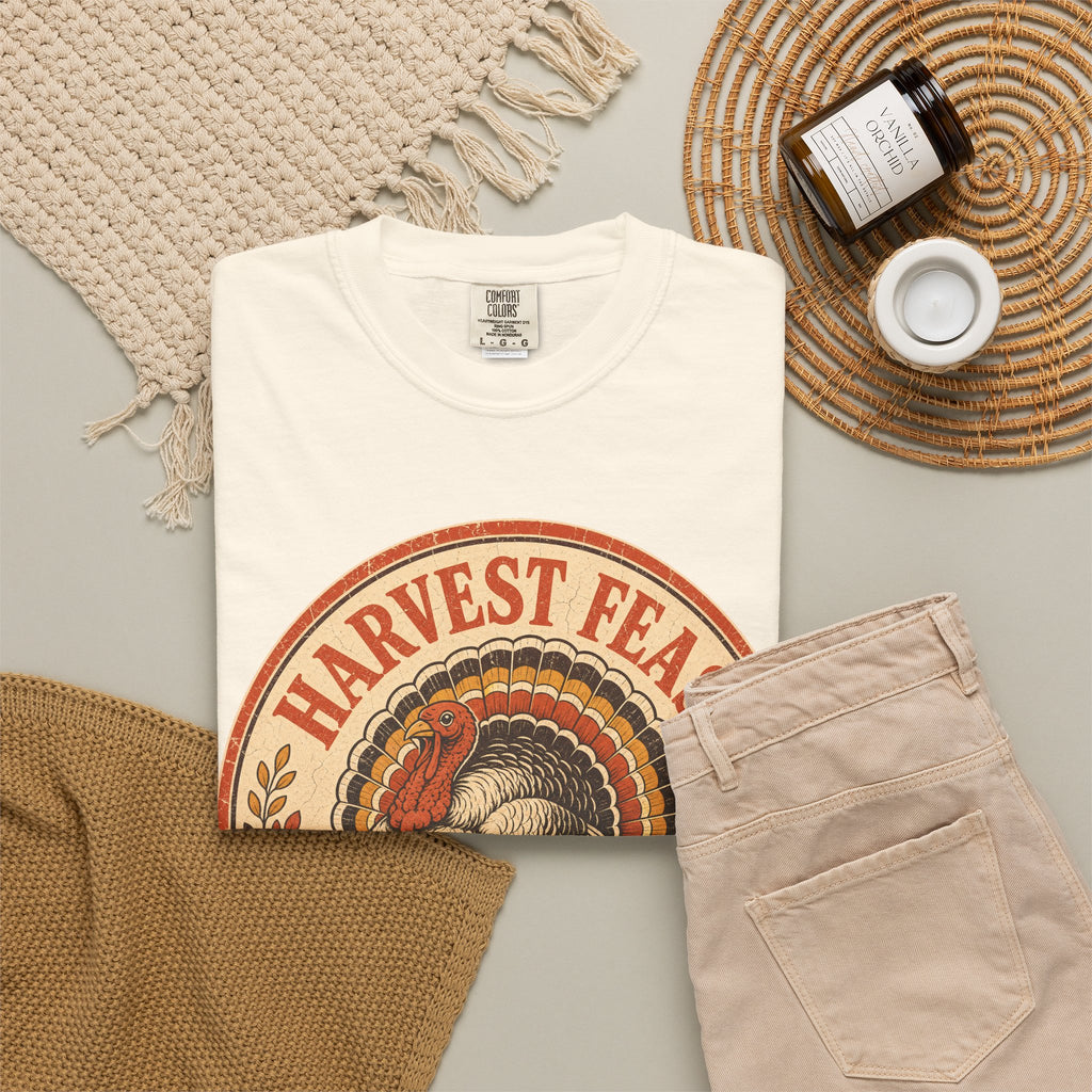 Harvest Feast T-shirt in Ivory, flat lay view