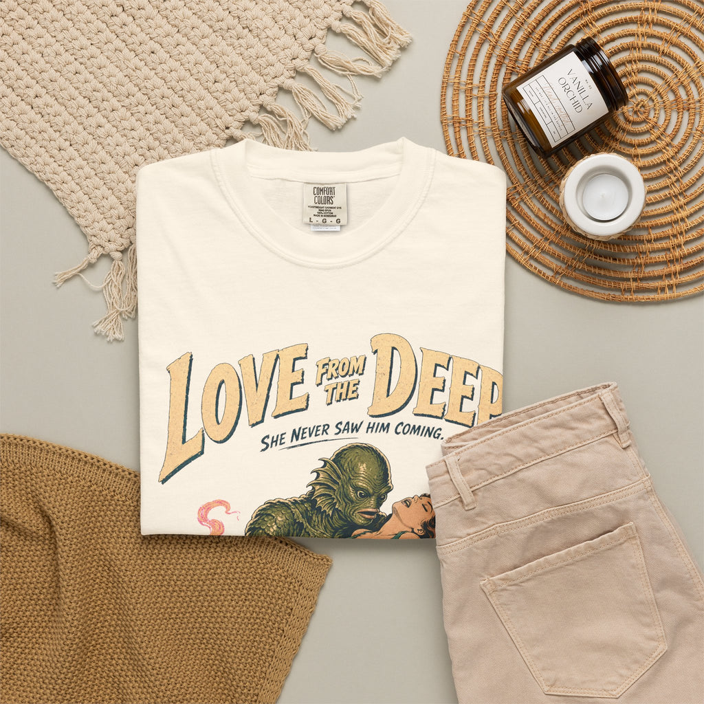 Love From The Deep T-shirt in Ivory, flat lay view