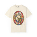 Buddha Stepping on Lego T-shirt in Ivory, front view