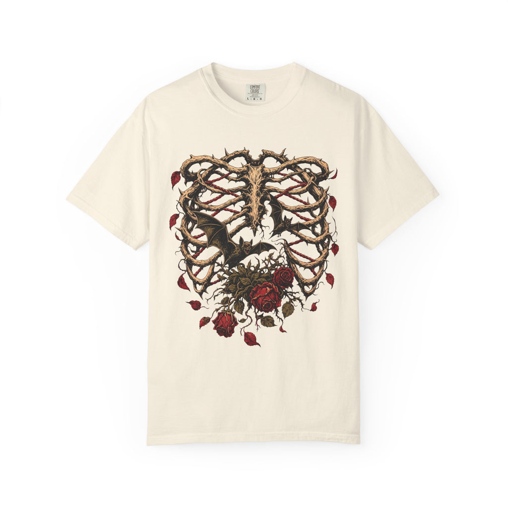 Thorny Vine Ribcage T-shirt in Ivory, front view