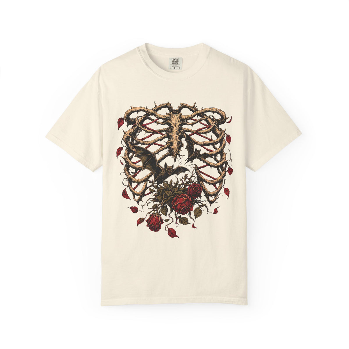 Thorny Vine Ribcage T-shirt in Ivory, front view