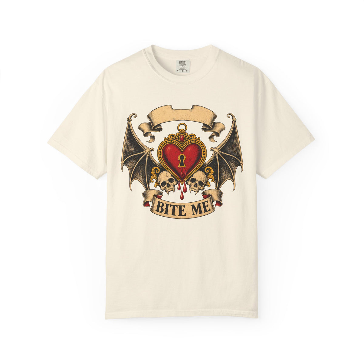 Bite Me T-shirt in Ivory, front view