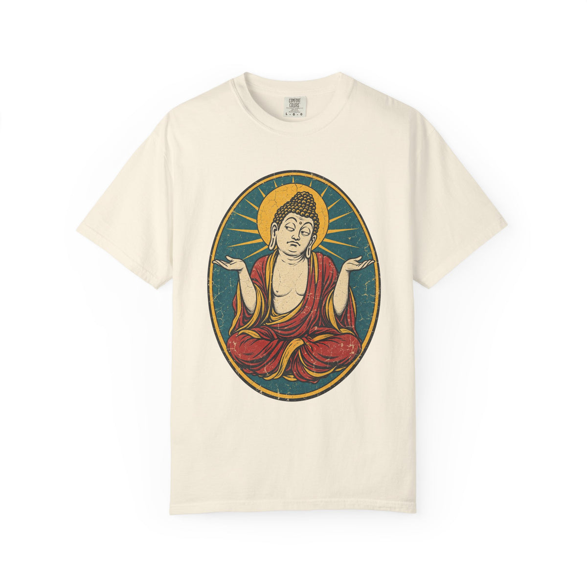 Buddha Shrug T-shirt in Ivory, front view